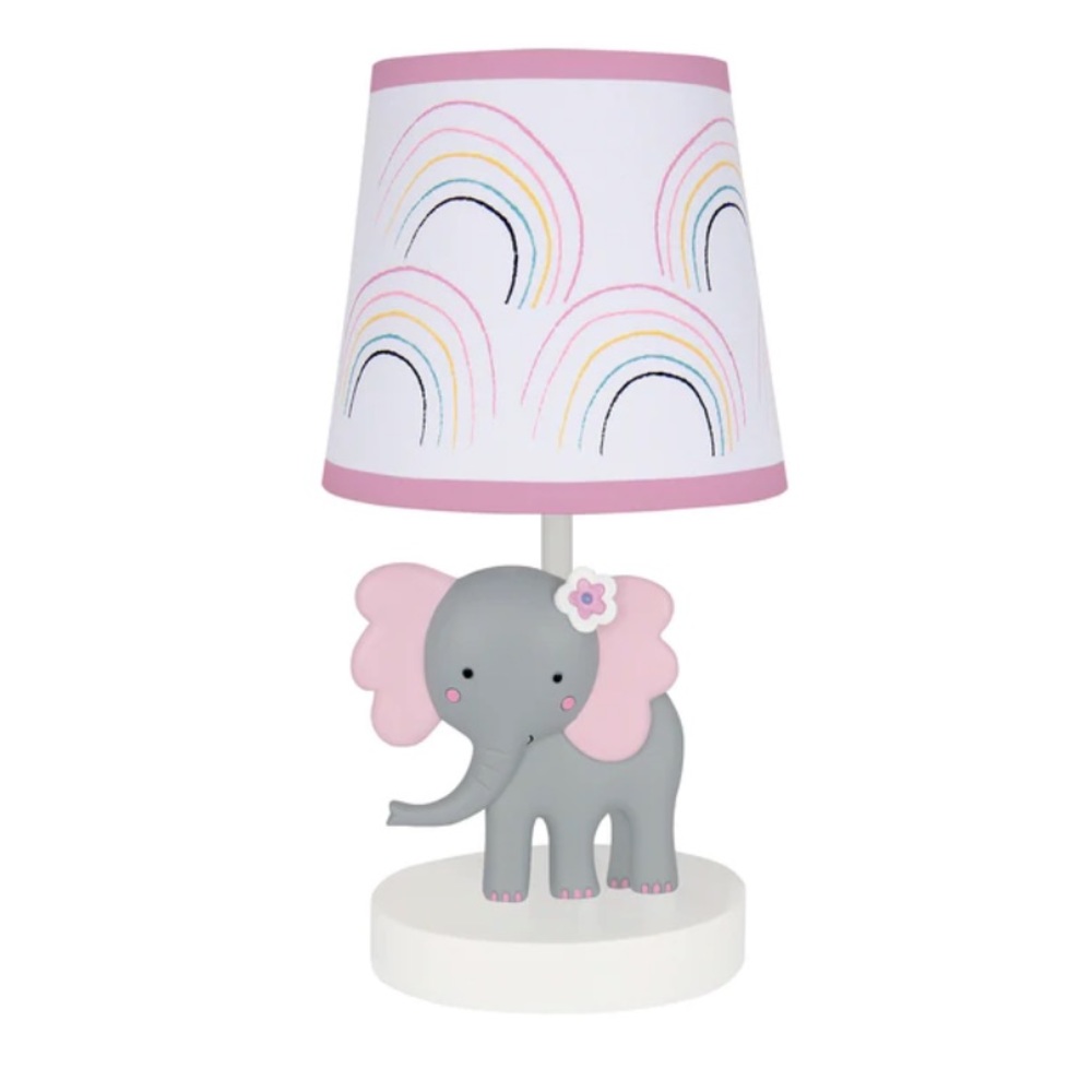 NEW LAMBS & IVY Rainbow Jungle Elephant Nursery Lamp with Shade & Bulb 243024B